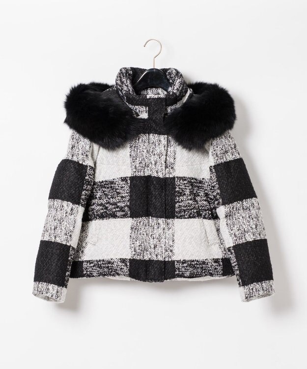 GRACE CONTINENTAL チェックショートダウンジャケット ブラック