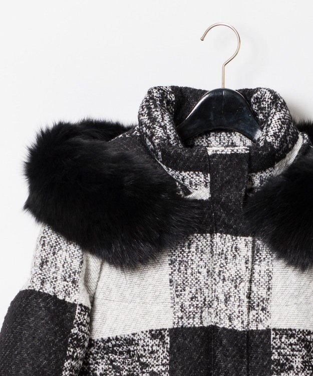 GRACE CONTINENTAL チェックショートダウンジャケット ブラック