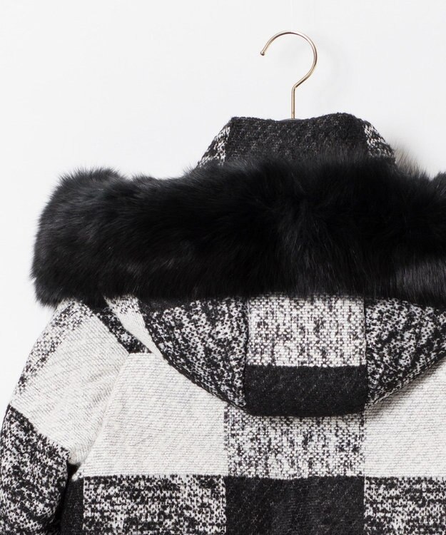 GRACE CONTINENTAL チェックショートダウンジャケット ブラック