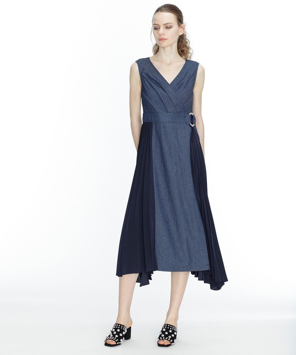 デニムサイドプリーツワンピース Grace Continental Grace Continental グレースコンチネンタル 通販 デニムサイドプリーツワンピース Grace Continental Grace Continental グレースコンチネンタル 通販