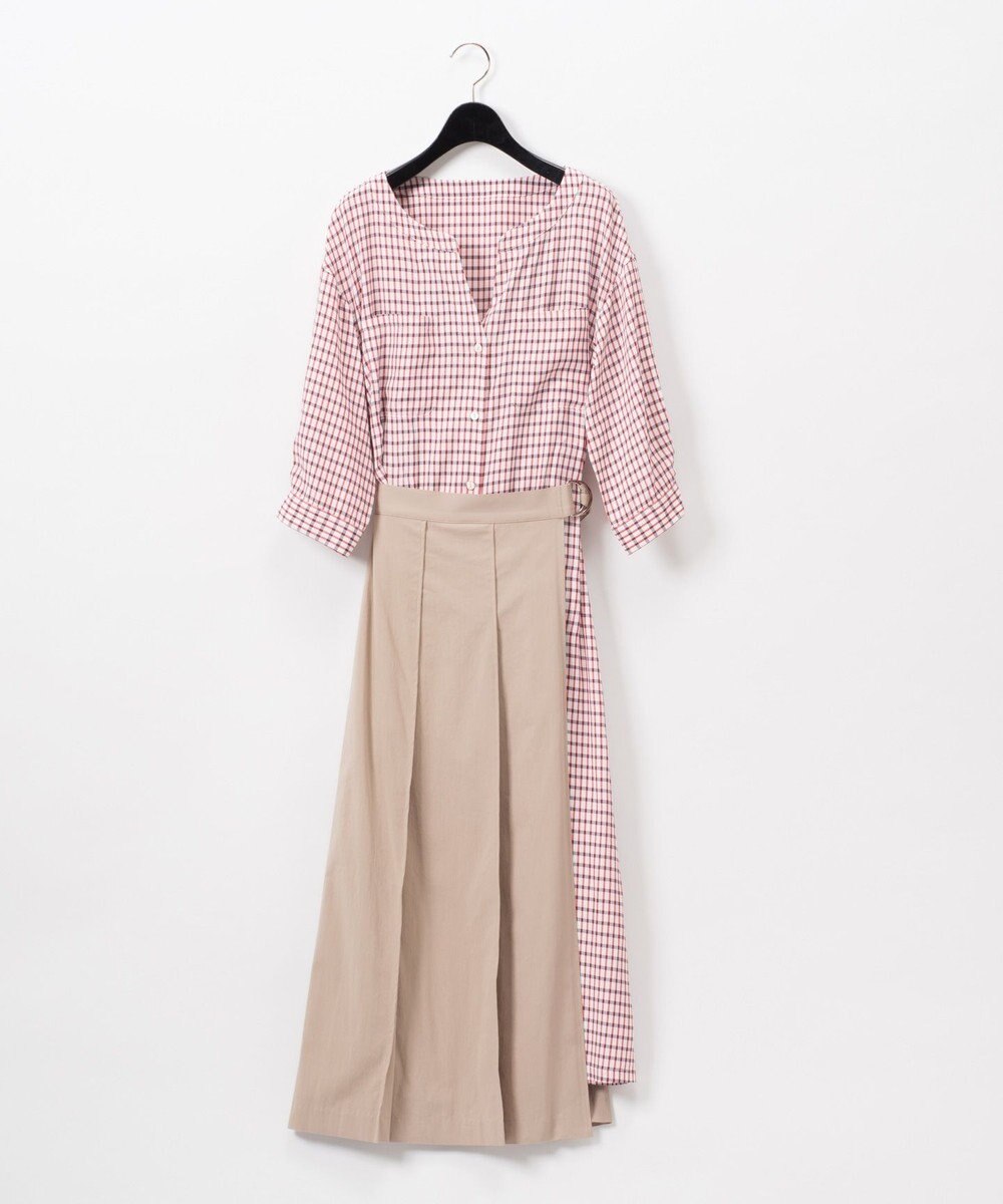 GRACE CONTINENTAL タックレイヤードシャツワンピース レッド