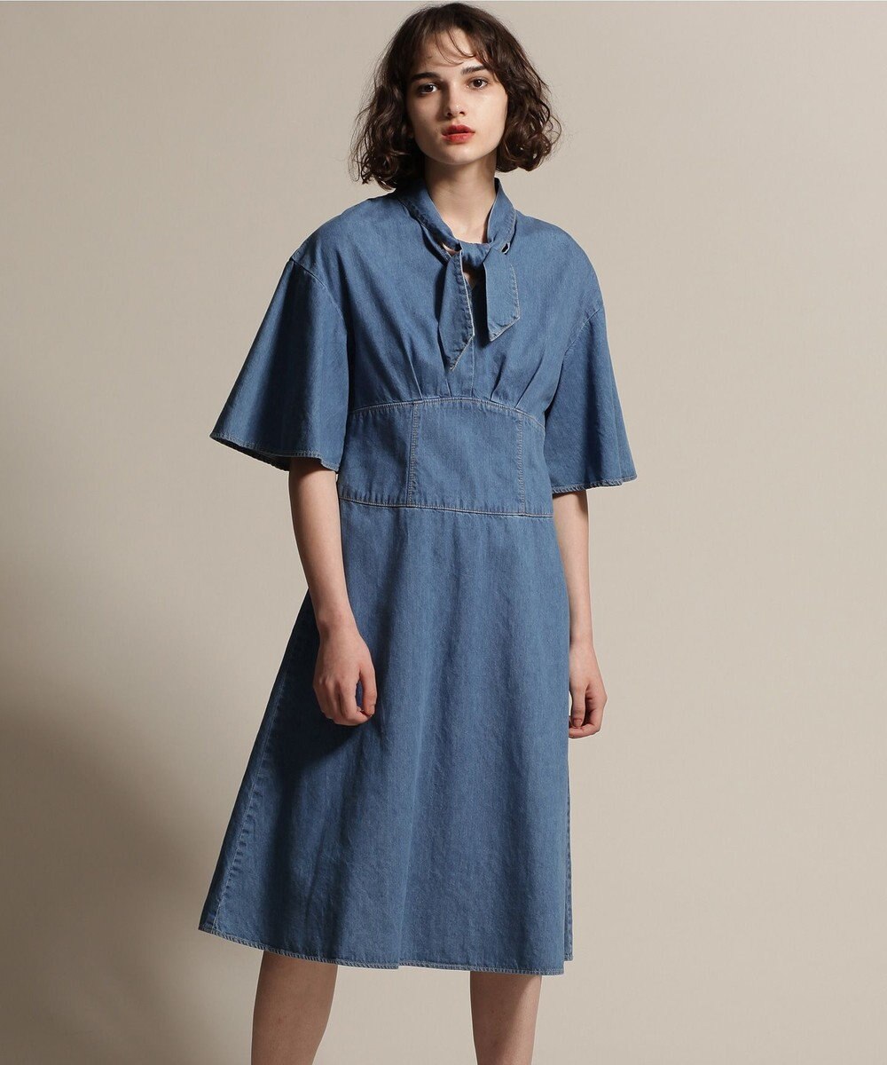 ボウタイデニムフレアワンピース Grace Continental Grace Continental グレースコンチネンタル 通販