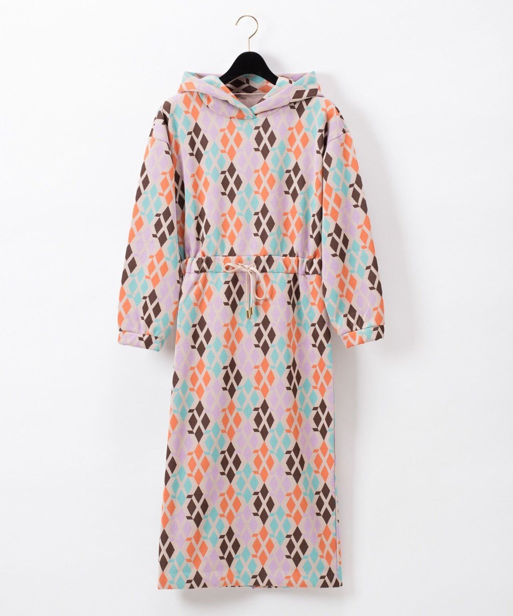 GRACE CONTINENTAL チェックジャガードカットワンピース ベージュ