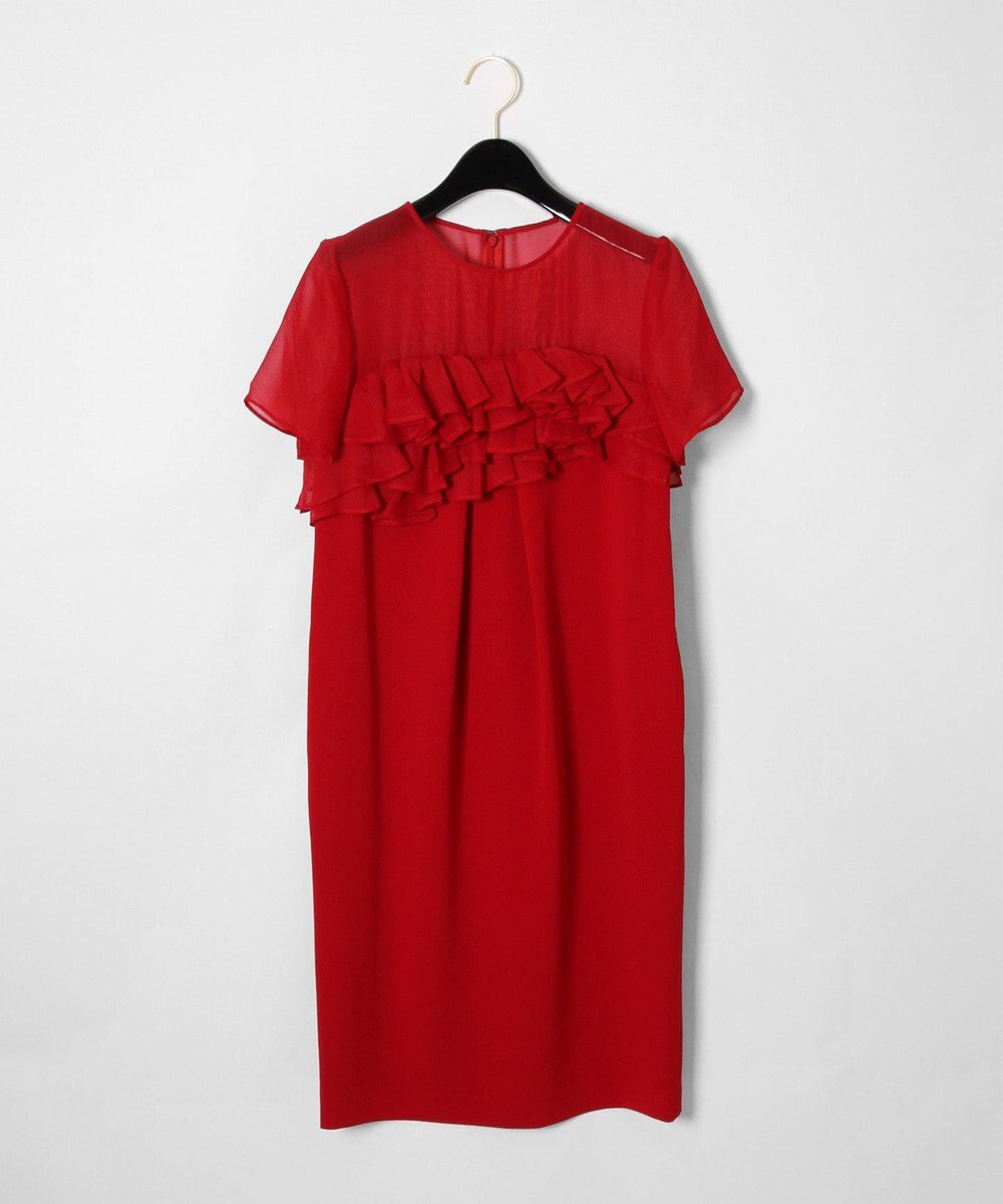 GRACE CONTINENTAL オーガンラッフルドレス レッド