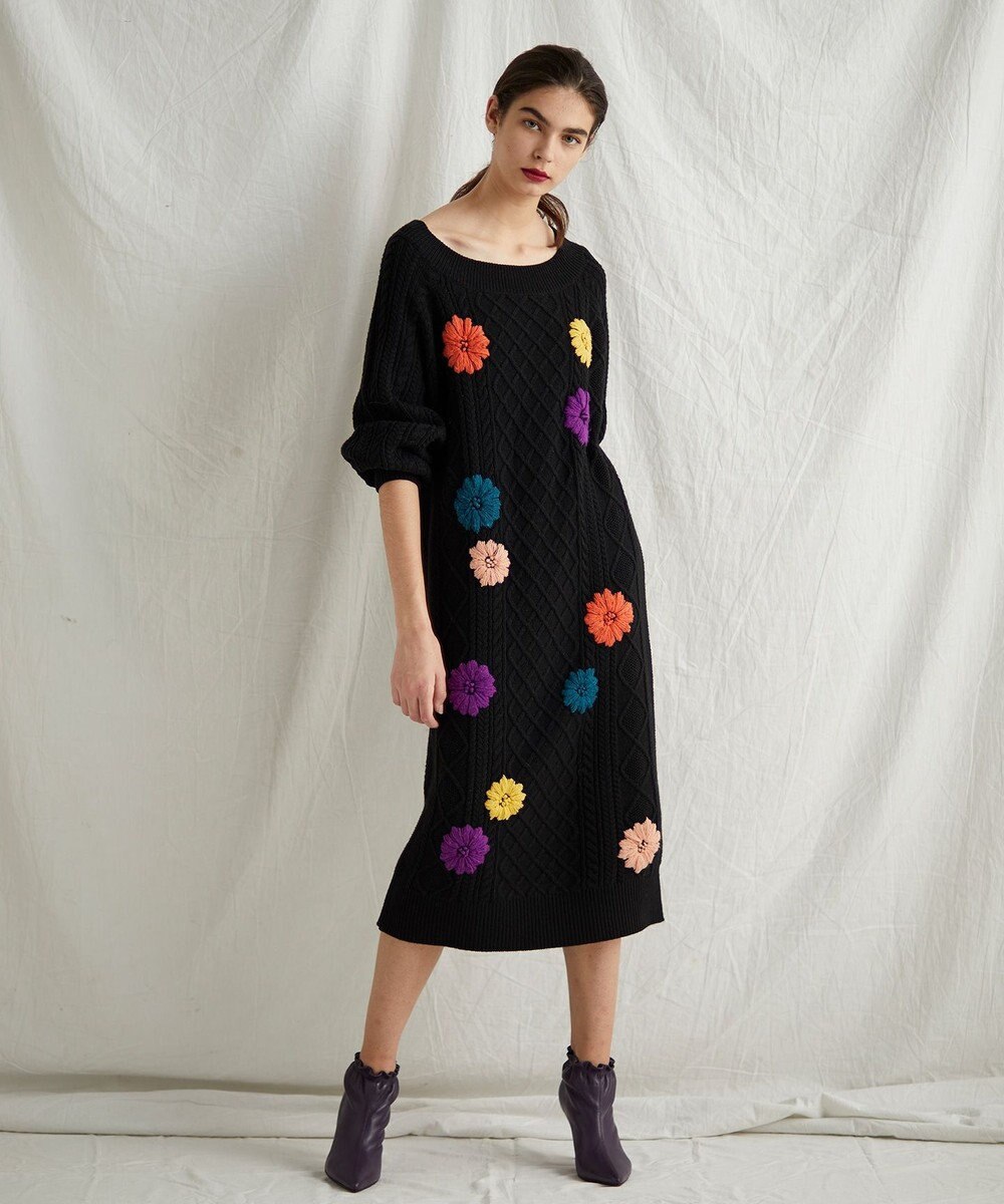 刺繍ケーブルニットワンピース Grace Continental Grace Continental グレースコンチネンタル 通販 刺繍ケーブルニットワンピース Grace Continental Grace Continental グレースコンチネンタル 通販
