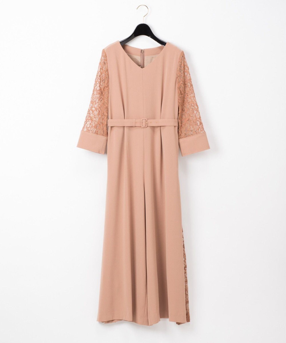 GRACE CONTINENTAL サイドレース切替サロペット ベージュ