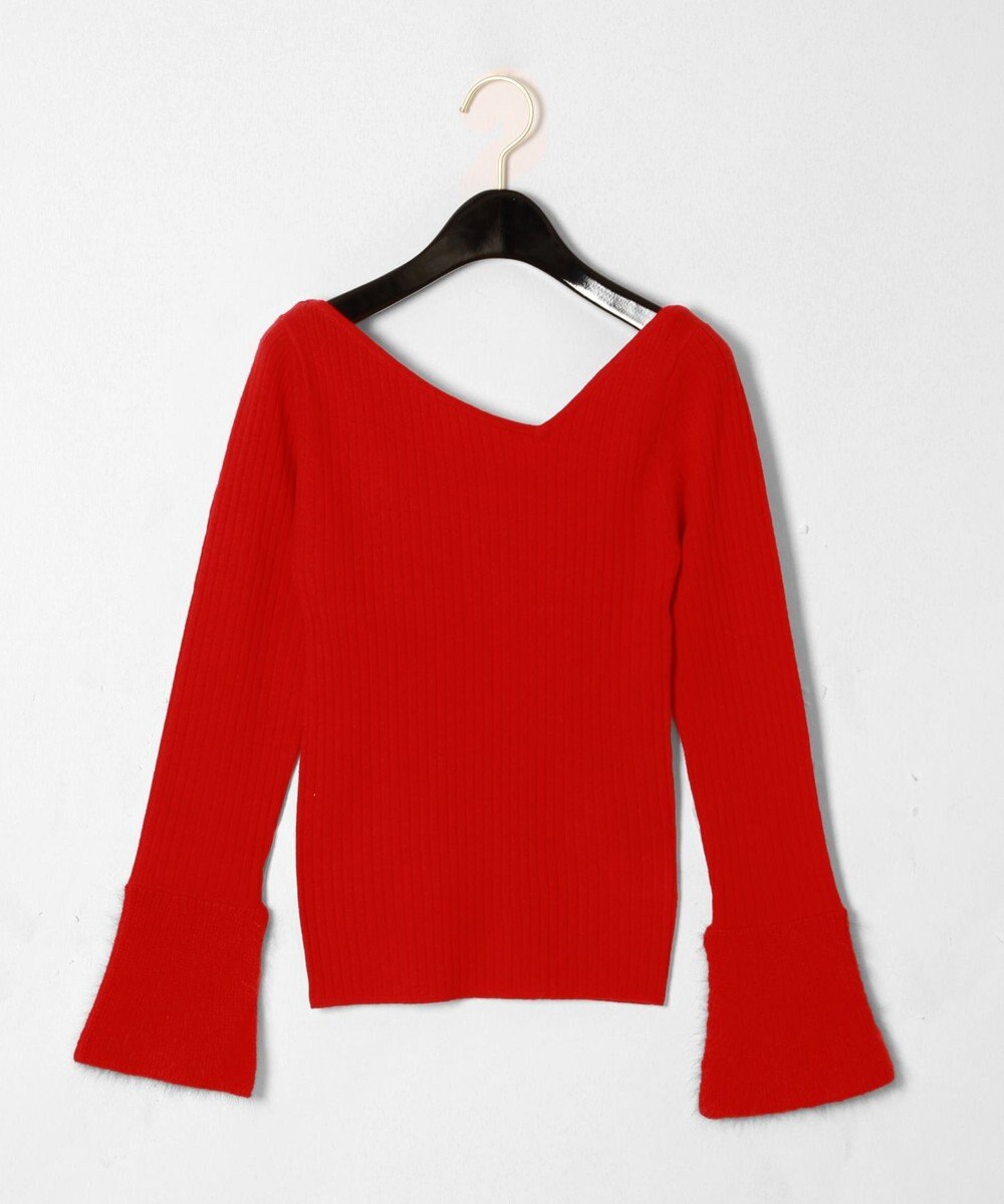 GRACE CONTINENTAL イレギュラーネックニットトップ レッド