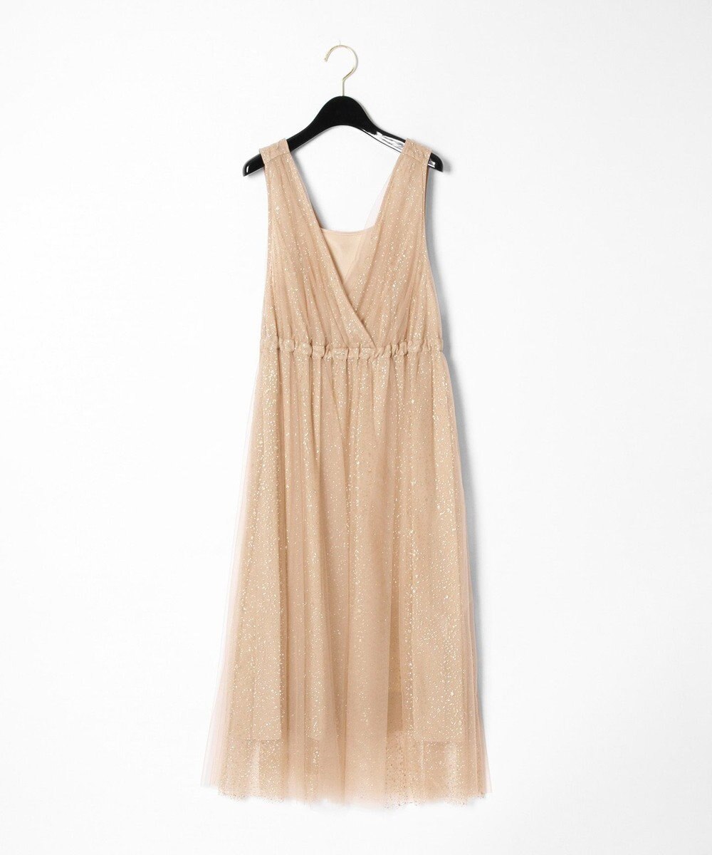 GRACE CONTINENTAL グリッターチュールドレス ゴールド