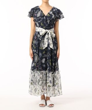 再入荷 グレースコンチネンタル サラサペイズリープリントワンピース ネイビー 38 ロングワンピース Sutevalle Org