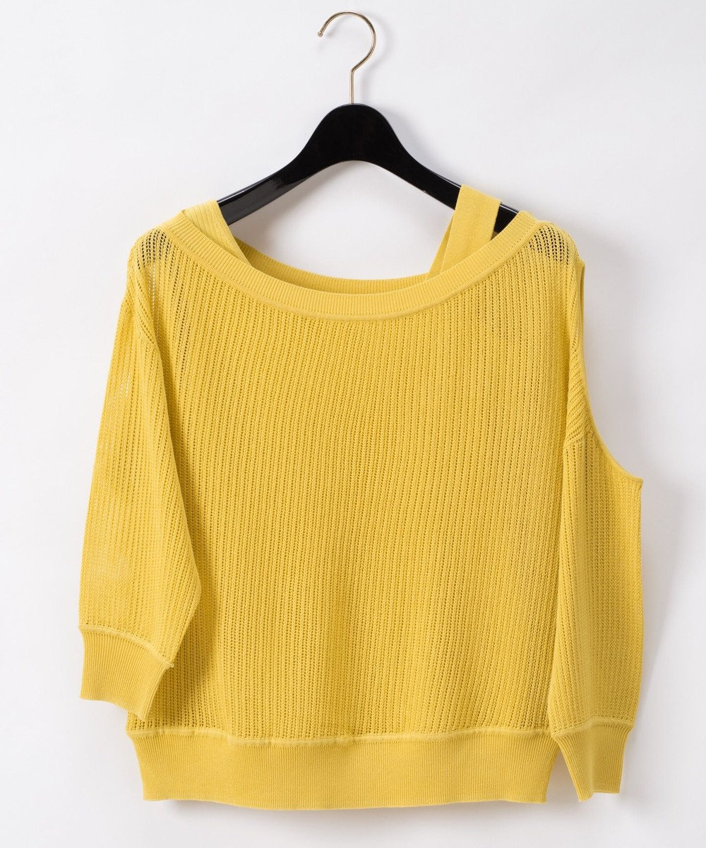 GRACE CONTINENTAL イレギュラーネックニットトップ イエロー