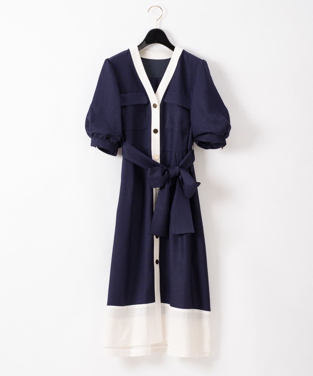 リネンタッチバイカラーワンピース Grace Continental Grace Continental グレースコンチネンタル 通販 リネンタッチバイカラーワンピース Grace Continental Grace Continental グレースコンチネンタル 通販