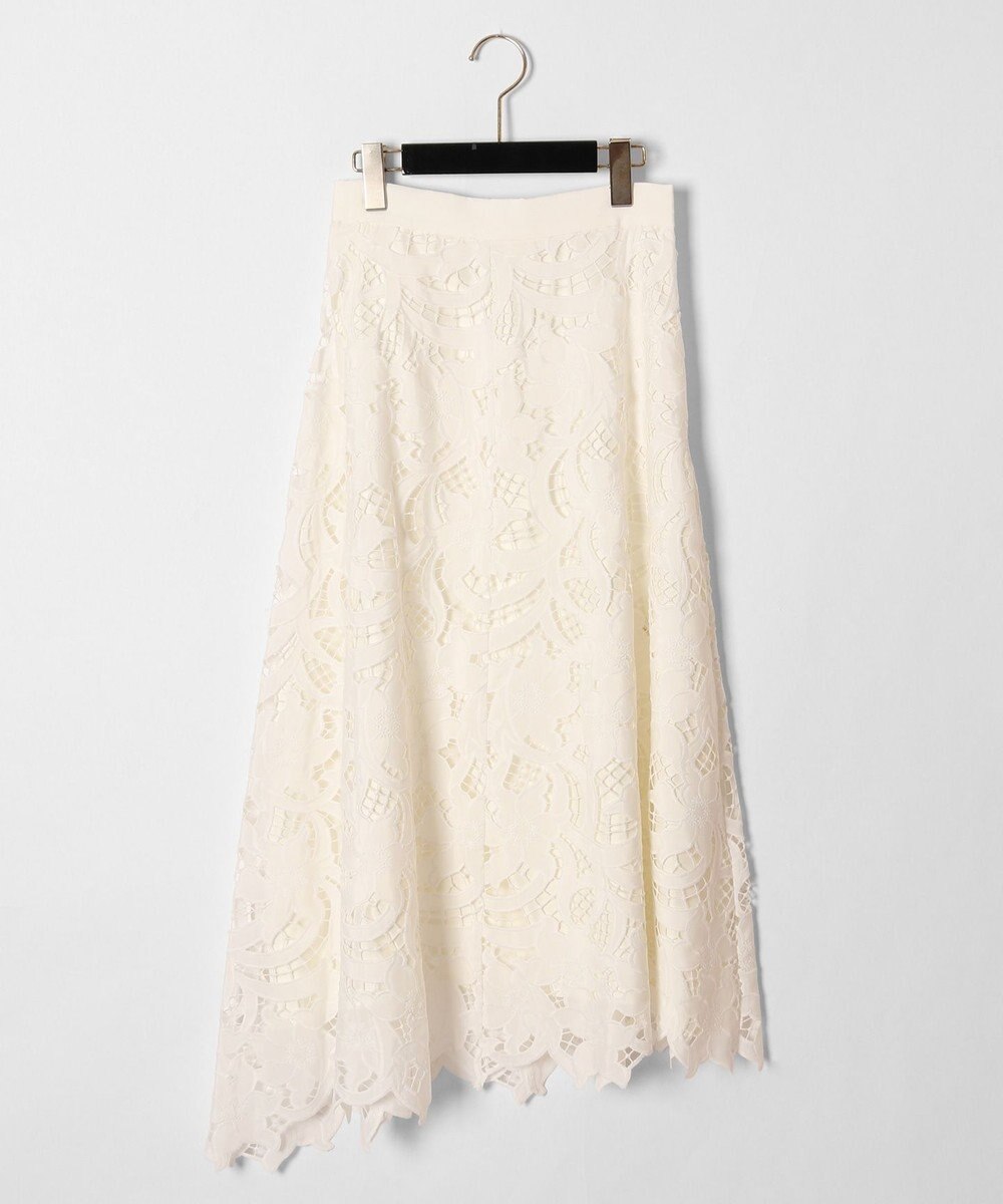 GRACE CONTINENTAL カットワーク刺繍ロングスカート ホワイト