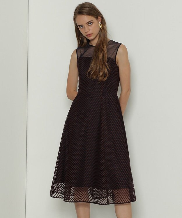 GRACE CONTINENTAL キカラインフレアドレス ネイビー