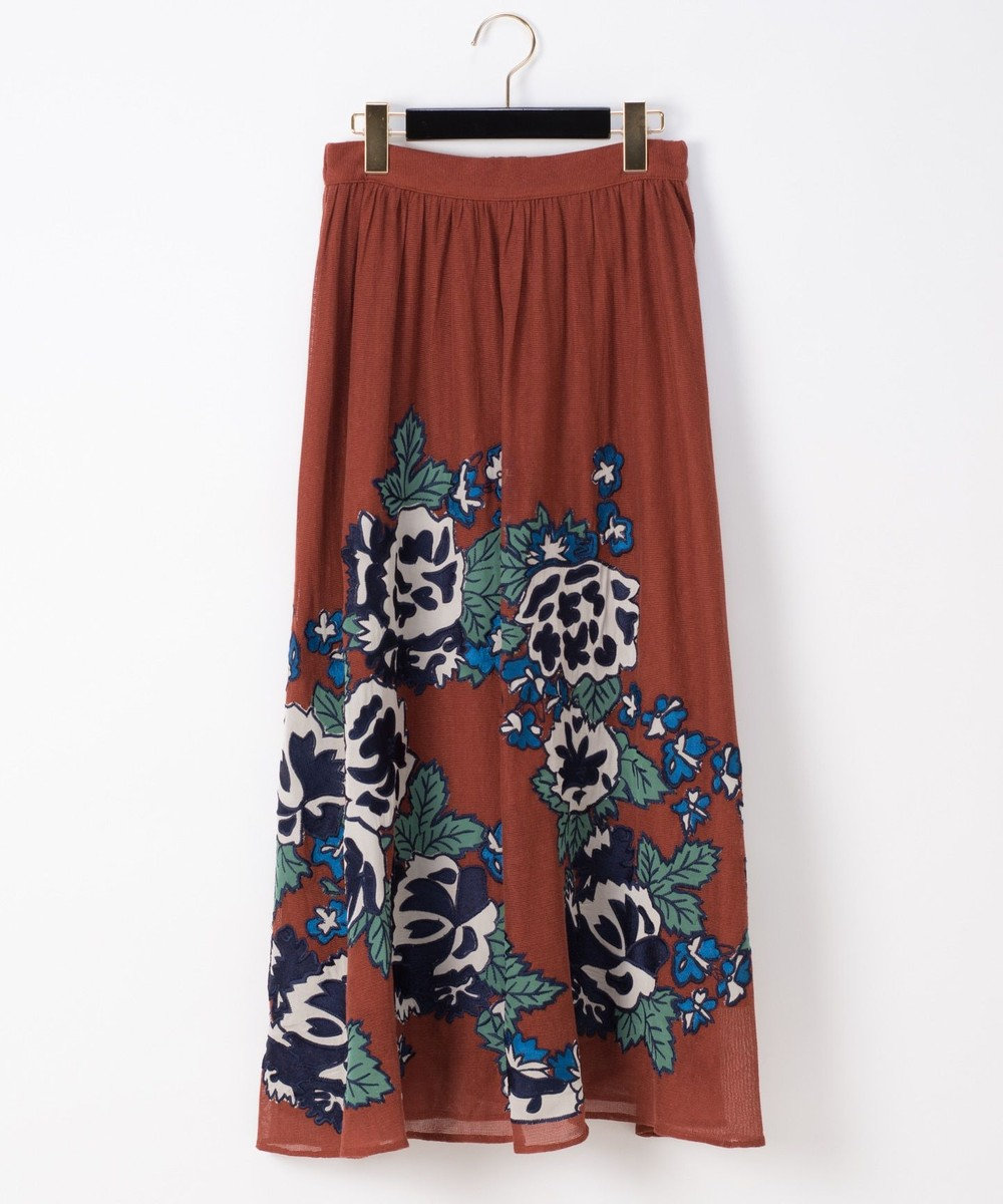 パッチワーク刺繍スカート, レンガ, 36