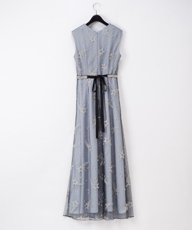 GRACE CONTINENTAL チュール刺繍ビジュードレス ブルー