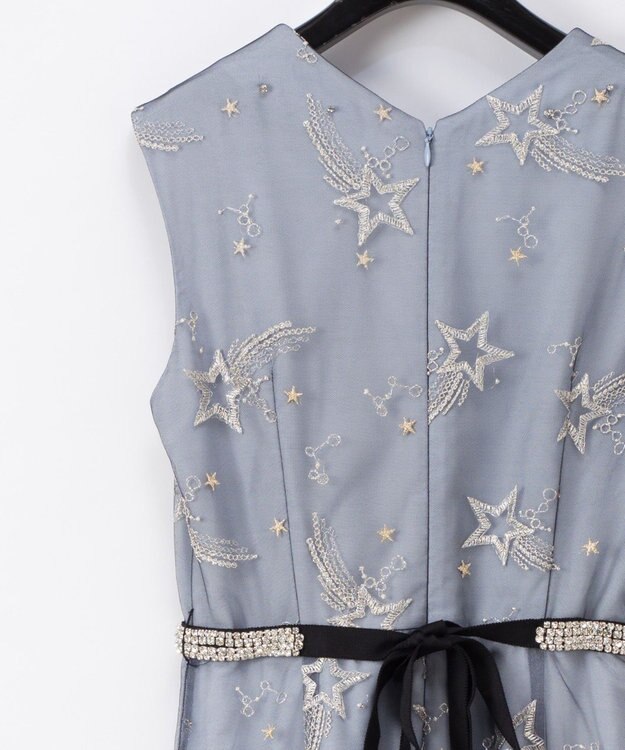 GRACE CONTINENTAL チュール刺繍ビジュードレス ブルー