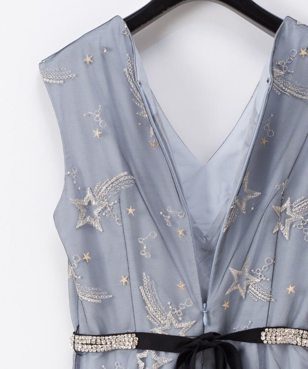 GRACE CONTINENTAL チュール刺繍ビジュードレス ブルー