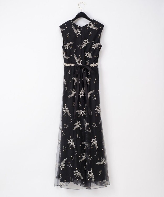 GRACE CONTINENTAL チュール刺繍ビジュードレス ブラック