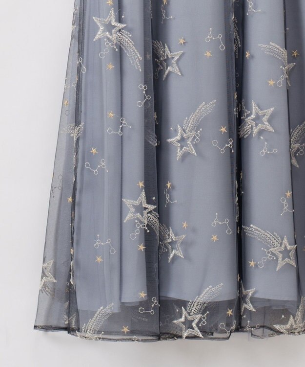 GRACE CONTINENTAL チュール刺繍ビジュードレス ブルー