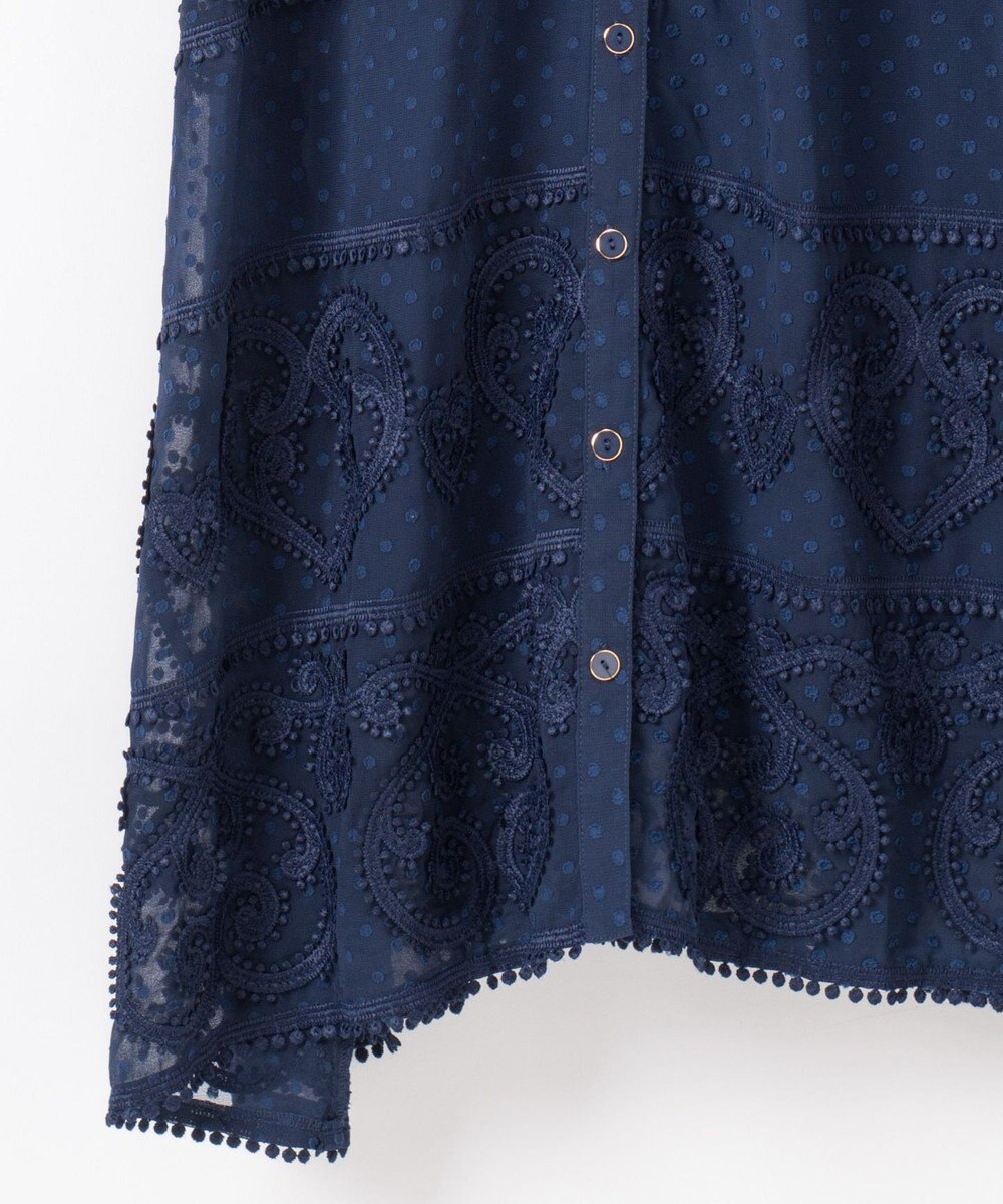 ドットシフォン刺繍ワンピース ネイビー 36