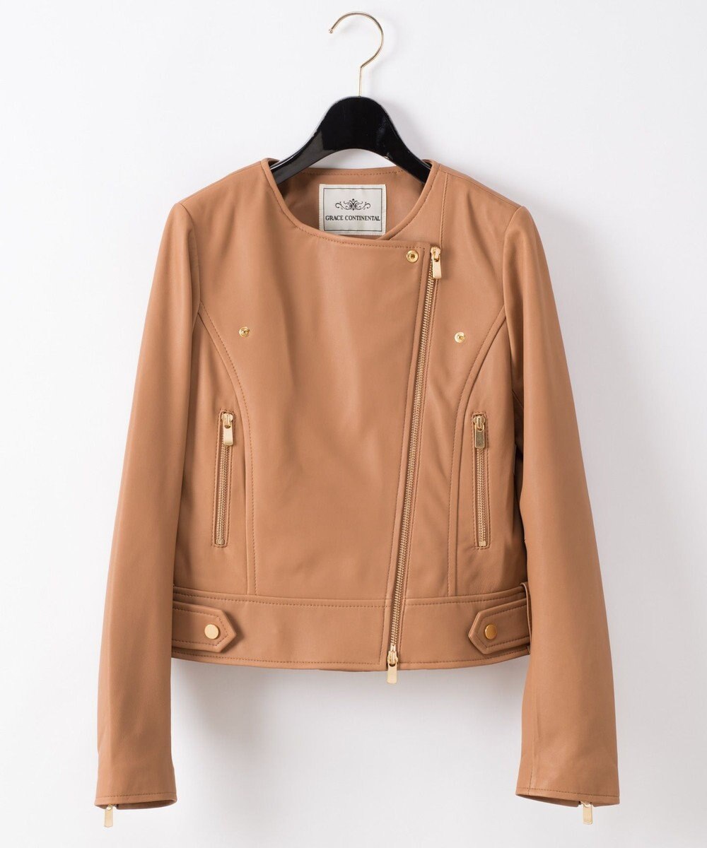 ノーカラーライダースジャケット Grace Continental Grace Continental グレースコンチネンタル 通販 ノーカラーライダースジャケット Grace Continental Grace Continental グレースコンチネンタル 通販