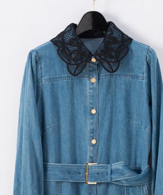 デニム刺繍衿ワンピース Grace Continental Grace Continental グレースコンチネンタル 通販