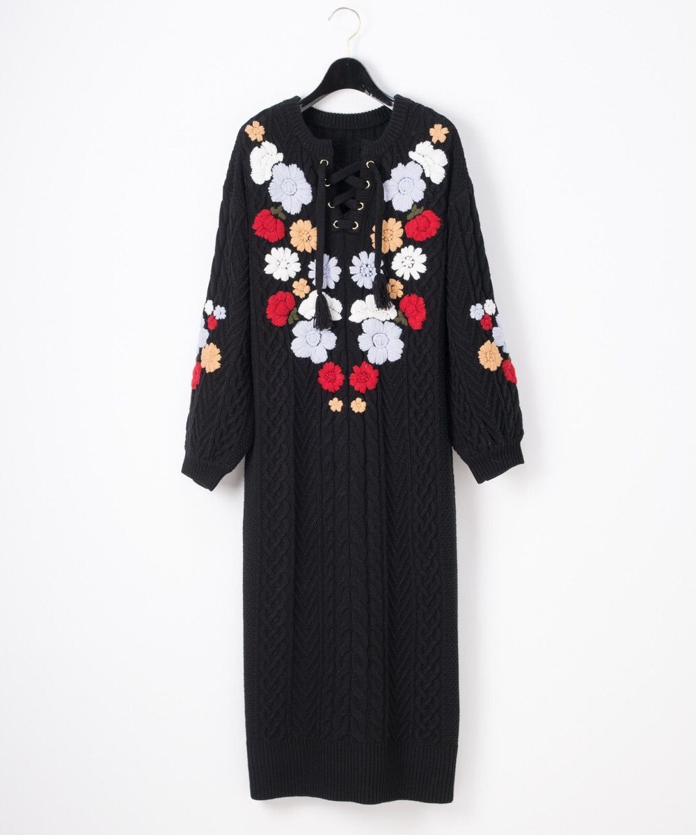 刺繍ケーブルニットワンピース Grace Continental Grace Continental グレースコンチネンタル 通販 刺繍ケーブルニットワンピース Grace Continental Grace Continental グレースコンチネンタル 通販