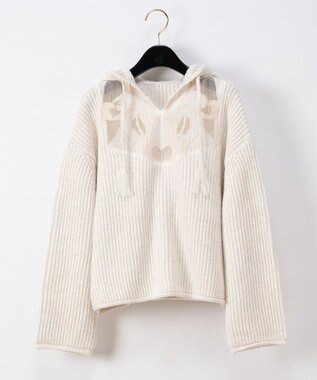 ルーズフード刺繍ニットトップ / GRACE CONTINENTAL | GRACE ルーズフード刺繍ニットトップ / GRACE CONTINENTAL | GRACE