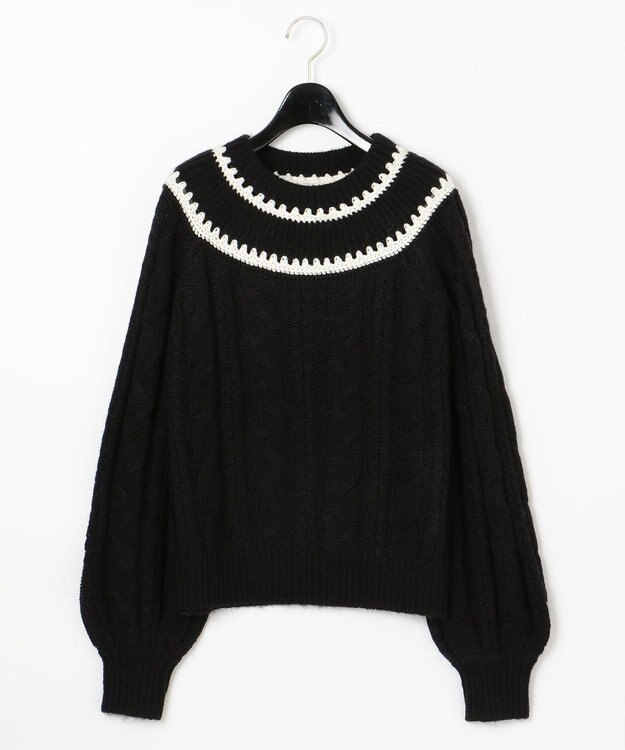 GRACE CONTINENTAL ケーブルニットトップ ブラック