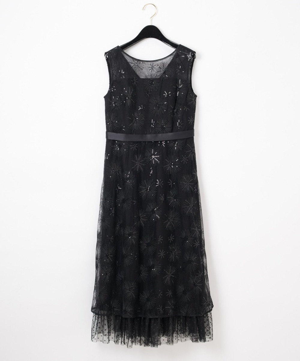 GRACE CONTINENTAL ラメスパン刺繍ドレス ブラック