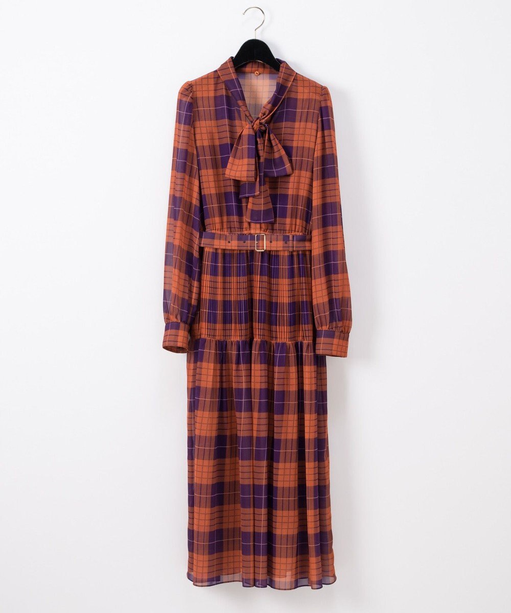 ボウタイ付チェックプリントワンピース Grace Continental Grace Continental グレースコンチネンタル 通販