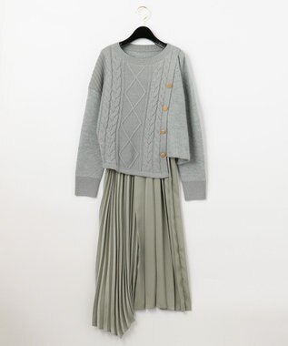 ケーブルニットサテンワンピース Grace Continental Grace Continental グレースコンチネンタル 通販