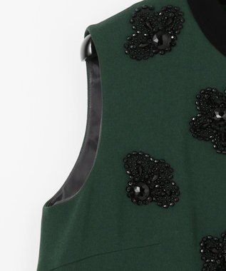 GRACE CONTINENTAL ビジューフラワータイトワンピース グリーン