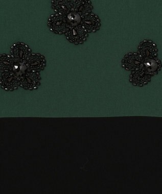 GRACE CONTINENTAL ビジューフラワータイトワンピース グリーン