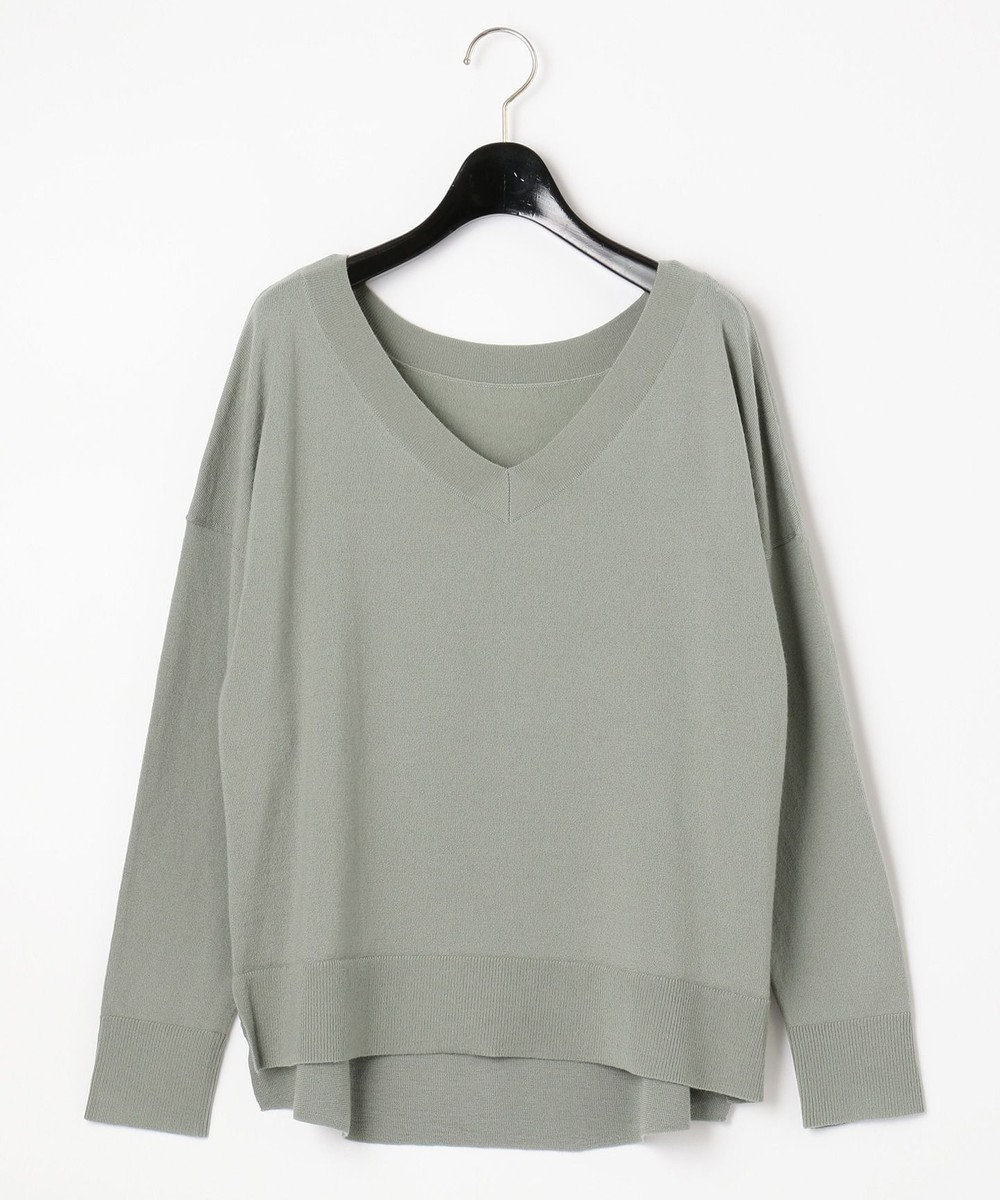 GRACE CONTINENTAL バック切替ニットトップ カーキ