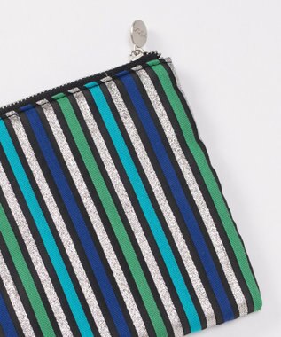 GRACE CONTINENTAL ファブリックフラットポーチ ブルー