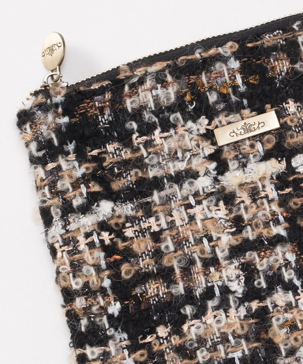 GRACE CONTINENTAL ファブリックフラットポーチ ベージュ