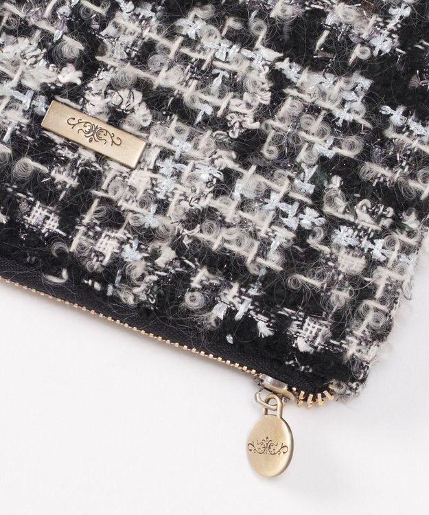 GRACE CONTINENTAL ファブリックフラットポーチ ブラック