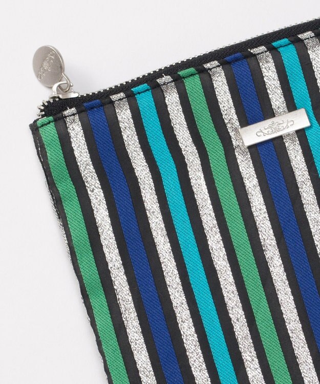 GRACE CONTINENTAL ファブリックフラットポーチ ブルー