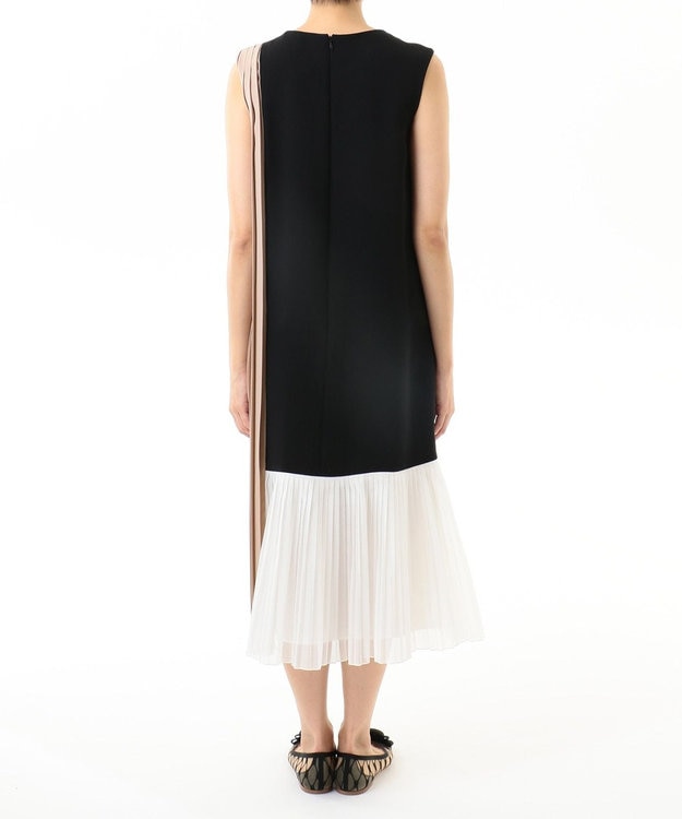 GRACE CONTINENTAL カラーブロックプリーツワンピース ブラック