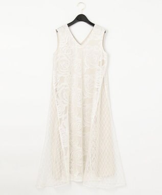 GRACE CONTINENTAL ローズembコンビドレス ホワイト