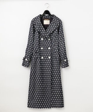【美品】グレースクラス　トリアセリネンドット柄トレンチコート　36 ネイビー トリアセリネンドットコート / GRACE CONTINENTAL | GRACE