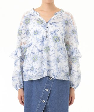 グレースコンチネンタル  フラワー柄　セットアップ Tシャツ/カットソー(七分/長袖) 安い 商品