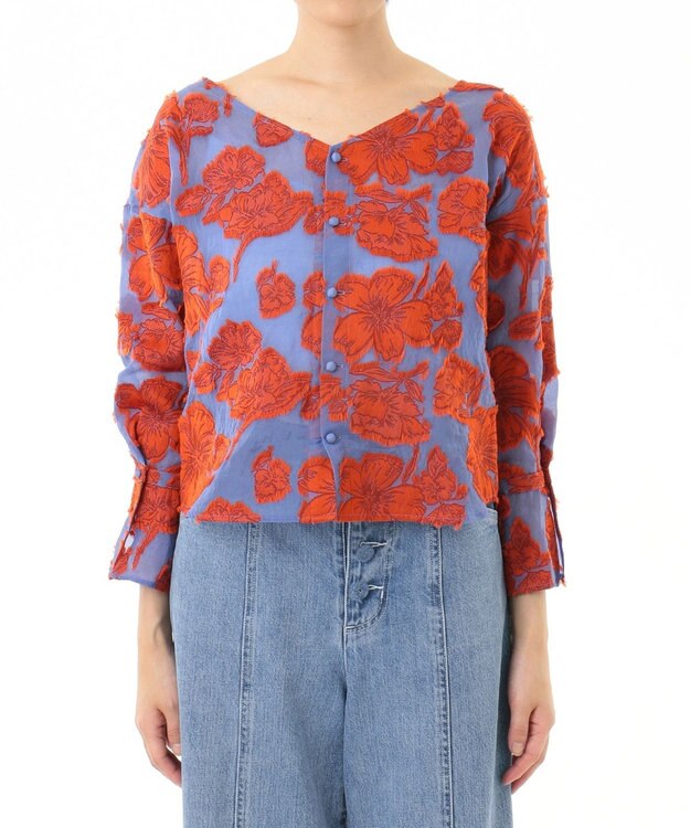 GRACE CONTINENTAL フラワーカットJQトップ オレンジ