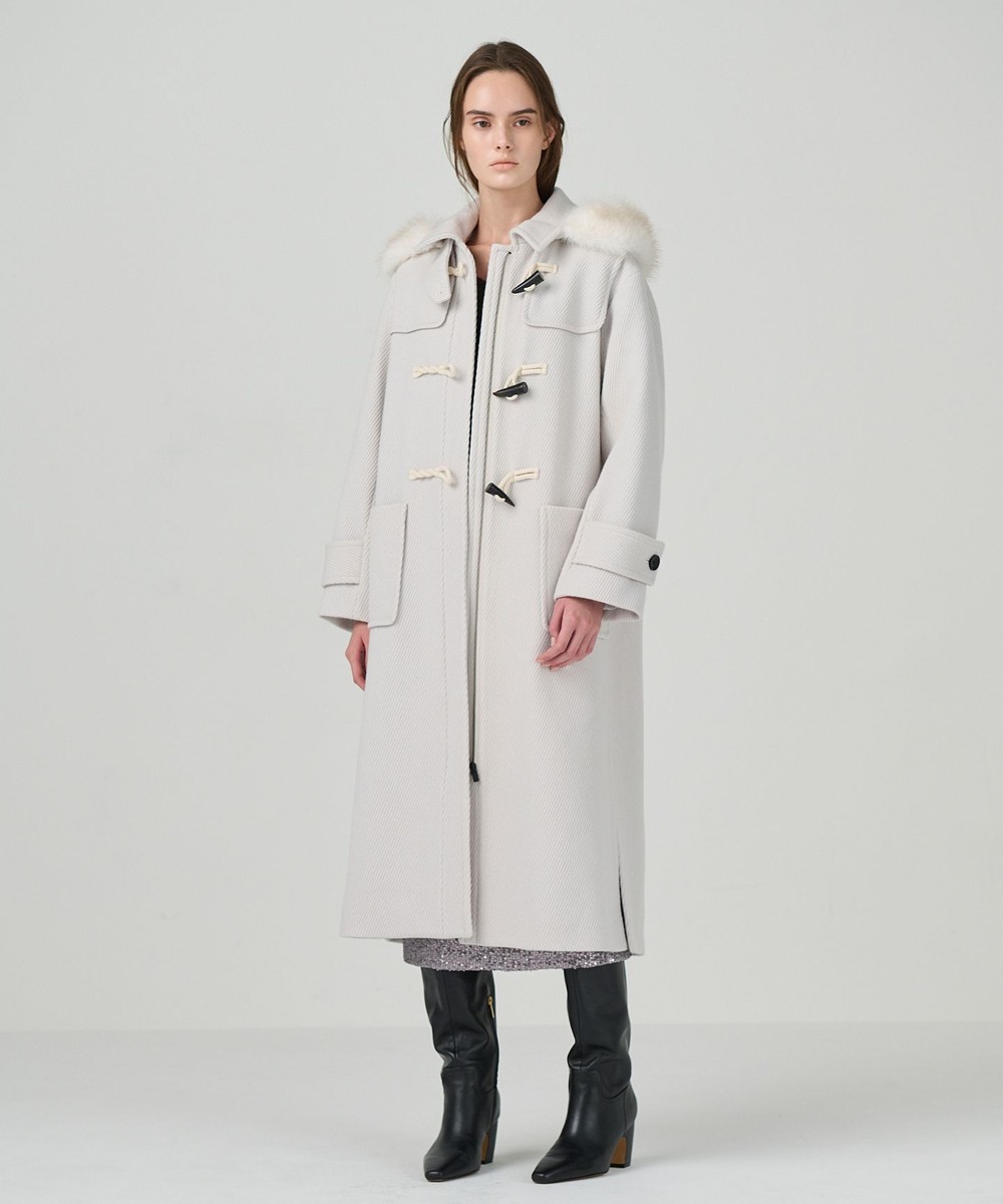 【ダイアグラム】⭐グレースコンチネンタル⭐パープルファー付きダッフルコート⭐38 ロングダッフルコート / GRACE CONTINENTAL | GRACE CONTINENTAL
