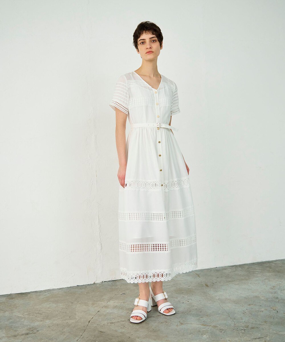 GRACE CLASSのレース シルクワンピース セール】 シルクカフス付レースワンピース （ドレス）｜GRACE