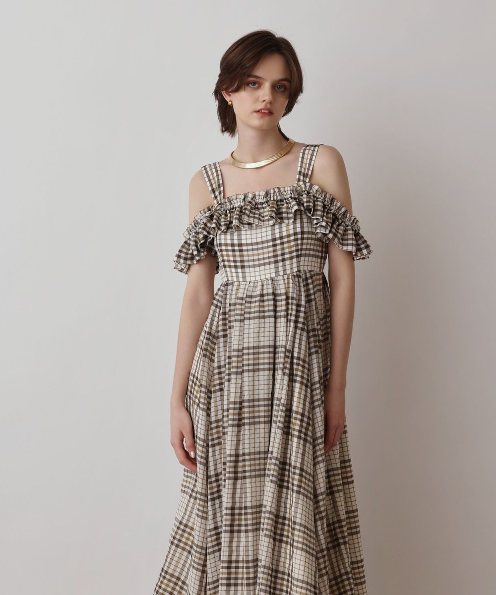 GRACECONTINENTAL キャットプリントフライヨークワンピース　キナリ キャットプリントフライヨークワンピース / GRACE CONTINENTAL