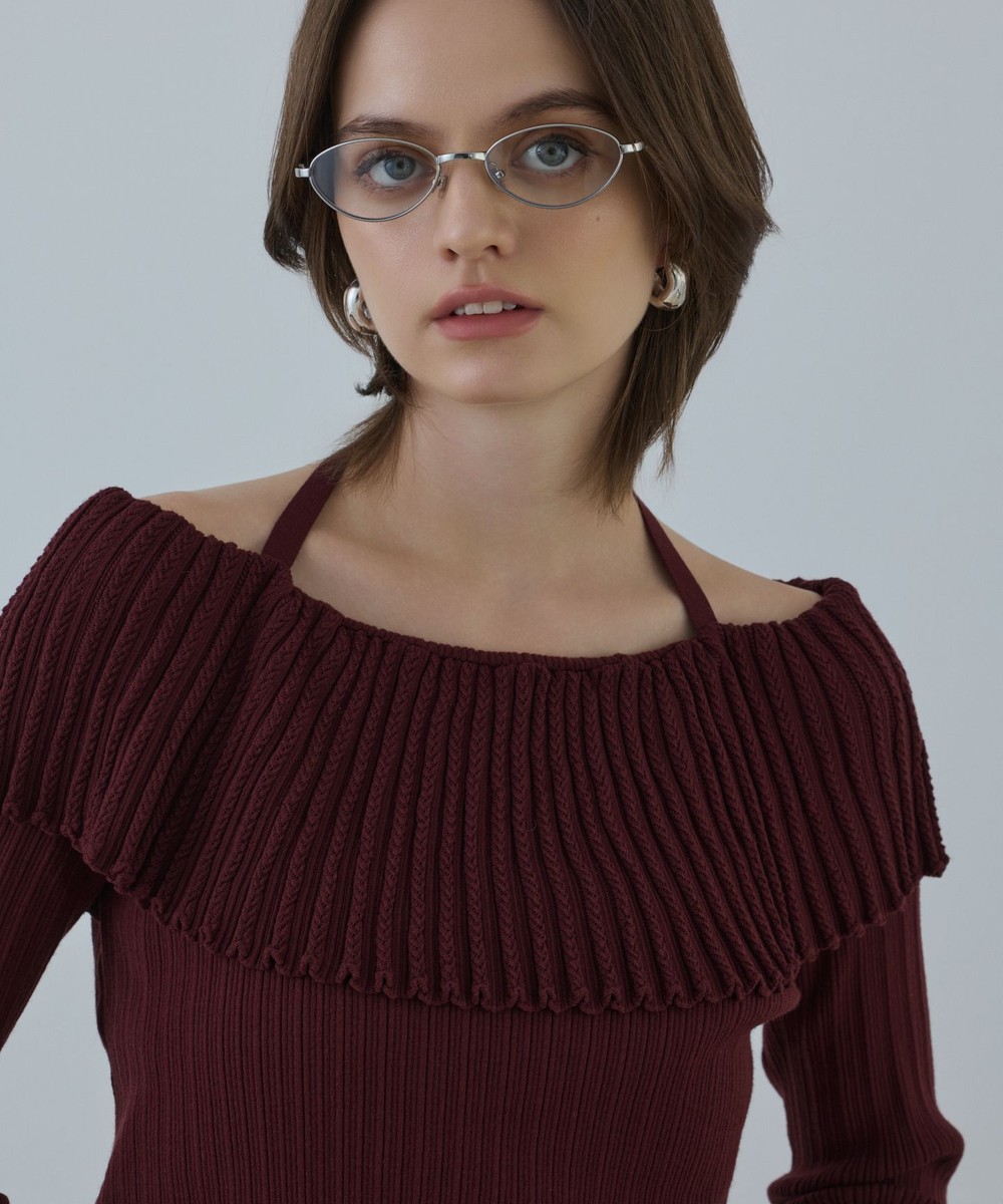 極美品♡フォクシー Knit Top Grace Turtle グリーン系 38 シャギーバイカラーニットノースリーブ / GRACE CONTINENTAL | GRACE