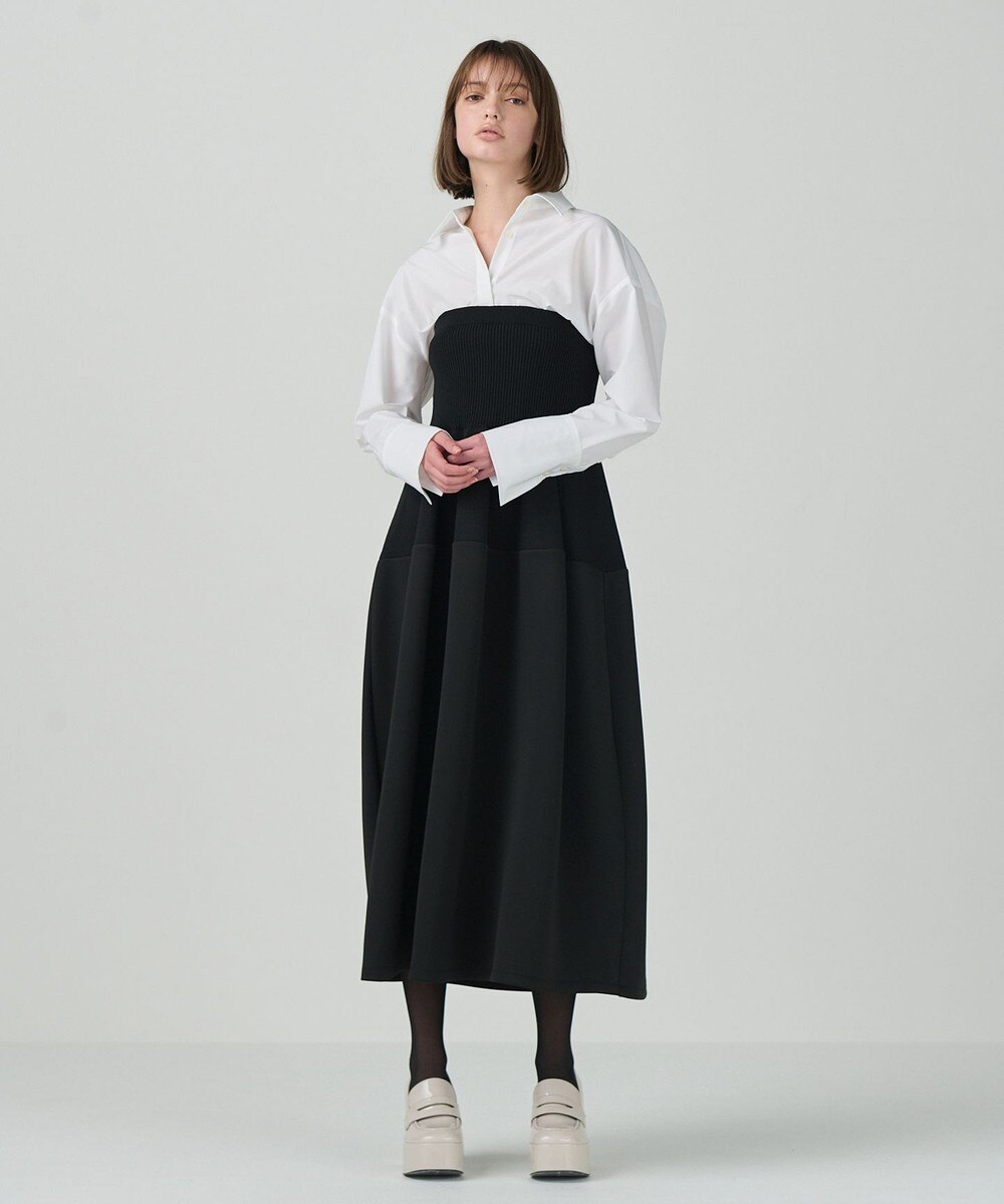 GRACE CONTINENTAL ロングジレワンピ チェックコード刺繍ロングワンピース / GRACE CONTINENTAL