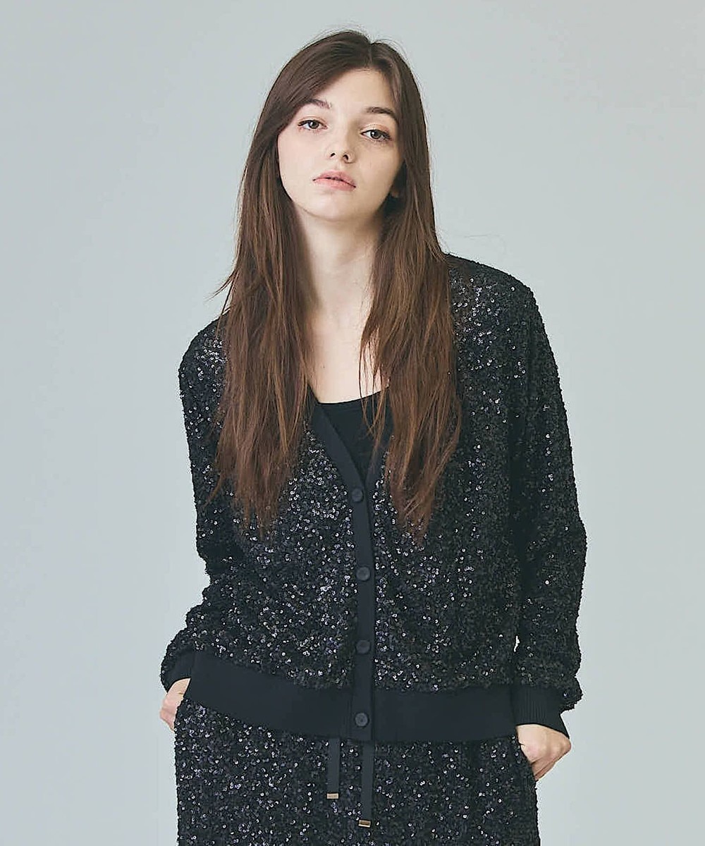 グレースコンチネンタル ツイードミドルニットカーディガン2022冬 ツイードバイカラーニットカーディガン / GRACE CONTINENTAL | GRACE